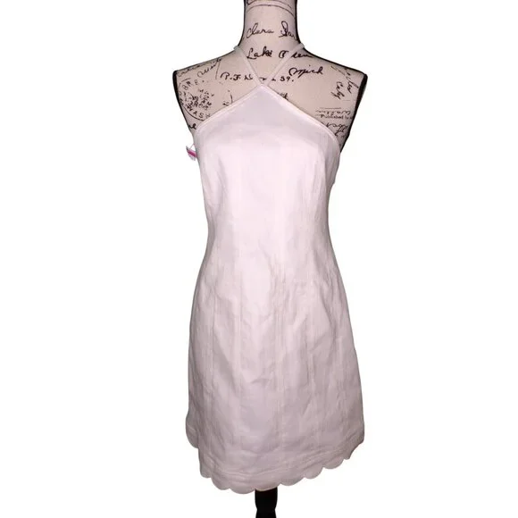 🆕 Cinq à Sept Hadley Halter Mini Dress Scalloped Hem White 14 - Picture 11 of 16